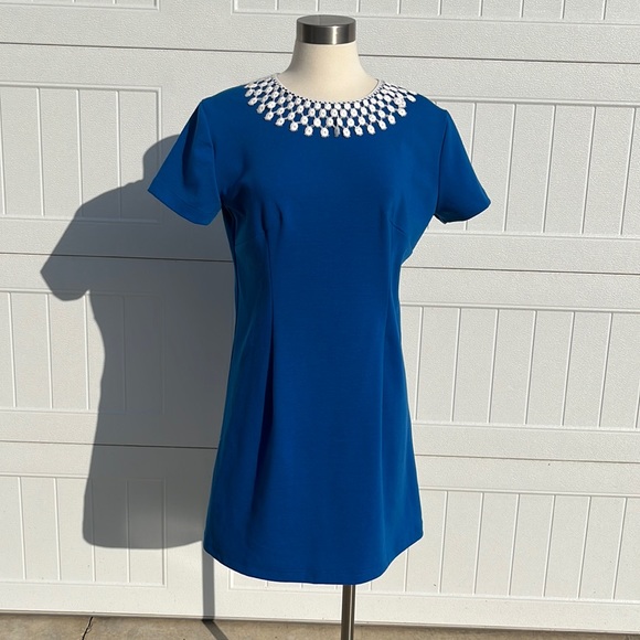 Pop England Dresses & Skirts - Pop England Mod Blue Doily Dress